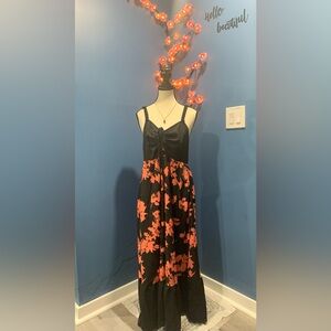 BloomChic Black and Pink Floral Maxi Dress